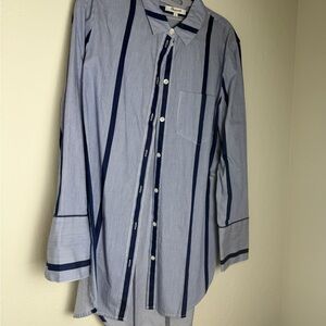 Navy and Light Blue Striped Button Down Shirt